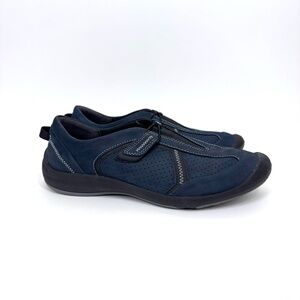 Privo By Clarks Hook & Latch Strap Corded Navy Blue Shoes Size 8.5